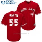 Maglia Baseball Uomo Toronto Blue Jays 55 Russell Martin Scarlet2017 Cool Base
