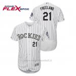 Maglia Baseball Uomo Colorado Rockies Kyle Freeland 150th Aniversario Patch Flex Base Bianco