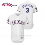 Maglia Baseball Uomo Texas Rangers Delino Deshields 150th Aniversario Patch Final Season Stadium Patch Bianco