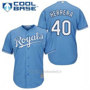Maglia Baseball Uomo Kansas City Royals Kelvin Herrera 40 Powder Blu Alterner Cool Base
