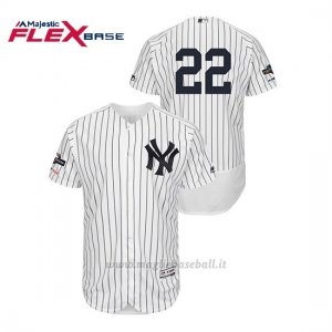 Maglia Baseball Uomo New Y Ork Yankees 22 Jacoby Ellsbury 2019 Postseason Flex Base Bianco