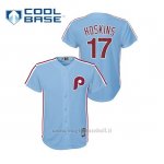 Maglia Baseball Bambino Philadelphia Phillies 17 Rhys Hoskins Cool Base Alternato Blu