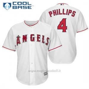 Maglia Baseball Uomo Los Angeles Angels 4 Brandon Phillips Biancohome Giocatore Cool Base