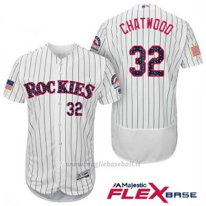 Maglia Baseball Uomo Colorado Rockies 2017 Estrellas y Rayas Tyler Chatwood 32 Bianco Flex Base