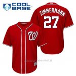 Maglia Baseball Uomo Washington Nationals Jordan Zimmermann 27 Rosso Alterner Cool Base