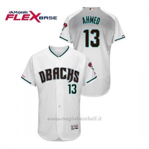 Maglia Baseball Uomo Arizona Diamondbacks Nick Ahmed 150th Aniversario Patch Autentico Flex Base Bianco