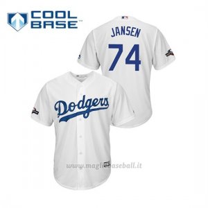 Maglia Baseball Uomo Los Angeles Dodgers 74 Kenley Jansen 2019 Postseason Cool Base Bianco