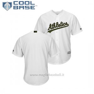 Maglia Baseball Uomo Oakland Athletics 2018 Dia de los Caidos Cool Base Bianco