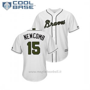 Maglia Baseball Uomo Atlanta Braves Sean Newcomb 2018 Dia de los Caidos Cool Base Bianco