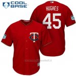 Maglia Baseball Uomo Minnesota Twins Phil Hughes Scarlet 2017 Allenamento Primaverile Cool Base Giocatore
