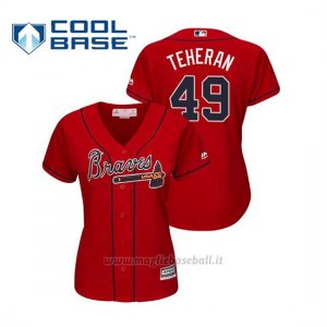 Maglia Baseball Donna Atlanta Braves Julio Teheran Cool Base Majestic Alternato 2019 Rosso