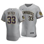 Maglia Baseball Uomo Milwaukee Brewers Pablo Reyes Autentico Road Grigio
