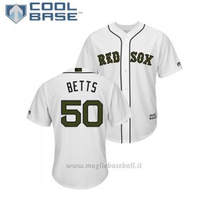 Maglia Baseball Uomo Boston Red Sox Mookie Betts 2018 Dia de los Caidos Cool Base Bianco