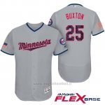 Maglia Baseball Uomo Minnesota Twins 2017 Estrellas y Rayas Byron Buxton Grigio Flex Base