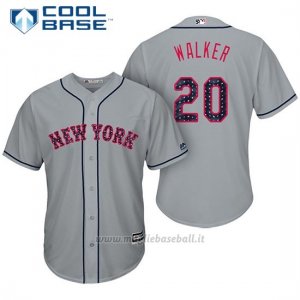 Maglia Baseball Uomo New York Mets 2017 Estrellas y Rayas Neil Walker Grigio Cool Base