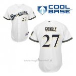 Maglia Baseball Uomo Milwaukee Brewers Carlos Gomez 27 Bianco 1ªCool Base