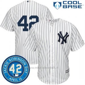 Maglia Baseball Uomo New York Yankees Jackie Robinson Cool Base Bianco Blu Majestic