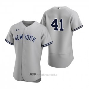 Maglia Baseball Uomo New York Yankees Miguel Andujar Autentico 2020 Road Grigio