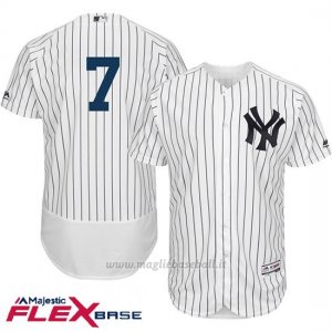 Maglia Baseball Uomo New York Yankees Mickey Mantl Majestic Autentico Collezione Flex Base Bianco