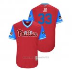 Maglia Baseball Uomo Philadelphia Phillies Justin Bour 2018 Llws Players Weekend Jb Scarlet