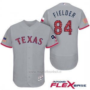 Maglia Baseball Uomo Texas Rangers 2017 Estrellas y Rayas Prince Fielder Grigio Flex Base