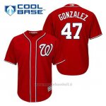 Maglia Baseball Uomo Washington Nationals Gio Gonzalez 47 Rosso Alterner Cool Base