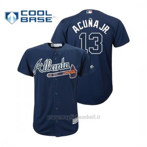 Maglia Baseball Bambino Atlanta Braves Ronald Acuna Jr. Cool Base Official Majestic Alternato Blu
