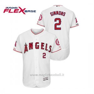 Maglia Baseball Uomo Los Angeles Angels Andrelton Simmons 150th Aniversario Patch Flex Base Bianco