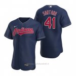 Maglia Baseball Uomo Cleveland Indians Carlos Santana Autentico Alternato 2020 Blu