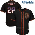 Maglia Baseball Uomo San Francisco Giants Buster Posey Nero Estrellas y Rayas Cool Base