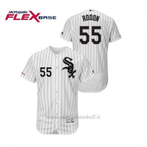 Maglia Baseball Uomo Chicago White Sox Carlos Rodon 150th Aniversario Patch Flex Base Bianco Nero