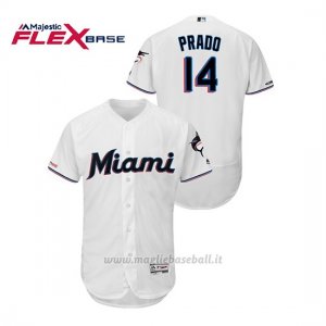 Maglia Baseball Uomo Miami Marlins Martin Prado 150th Aniversario Patch 2019 Flex Base Bianco