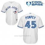 Maglia Baseball Uomo Toronto Blue Jays Dalton Pompey 45 Bianco 1ªCool Base