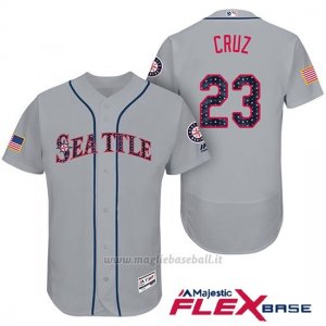 Maglia Baseball Uomo Seattle Mariners 2017 Estrellas y Rayas Nelson Cruz Grigio Flex Base