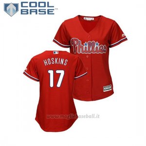 Maglia Baseball Donna Philadelphia Phillies Rhys Hoskins Cool Base Majestic Rosso