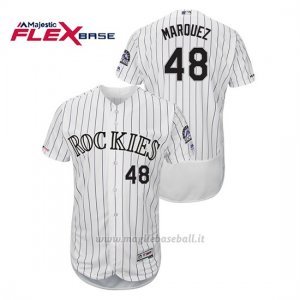 Maglia Baseball Uomo Colorado Rockies German Marquez 150th Aniversario Patch Flex Base Bianco