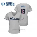 Maglia Baseball Donna Miami Marlins Miguel Rojas Cool Base Majestic Road 2019 Grigio