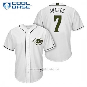 Maglia Baseball Uomo Cincinnati Reds 7 Eugenio Suarez Bianco2018 Alterner Cool Base