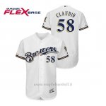 Maglia Baseball Uomo Milwaukee Brewers Alex Claudio 150th Aniversario Patch Autentico Flex Base Bianco