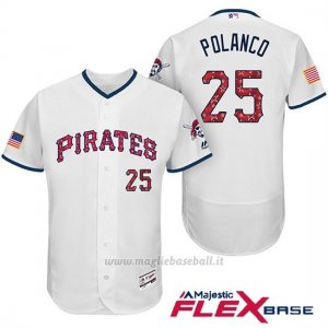 Maglia Baseball Uomo Pittsburgh Pirates 2017 Estrellas y Rayas Gregory Polanco Bianco Flex Base