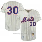 Maglia Baseball Uomo New York Mets 30 Nolan Ryan Crema Turn Back The Clock