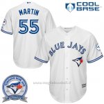 Maglia Baseball Uomo Toronto Blue Jays Russell Martin 55 Bianco Cool Base 40 Anniversario