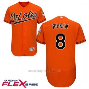 Maglia Baseball Uomo Baltimore Orioles 8 Cal Ripken Jr Arancione Flex Base Autentico Collezione