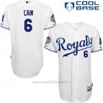 Maglia Baseball Uomo Kansas City Royals Lorenzo Cain Bianco Cool Base Giocatore Autentico