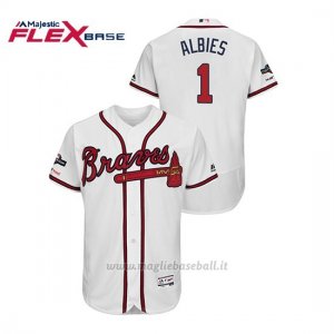 Maglia Baseball Uomo Atlanta Braves 1 Ozzie Albies 2019 Postseason Flex Base Bianco