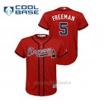 Maglia Baseball Bambino Atlanta Braves 5 Freddie Freeman Cool Base Alternato Rosso