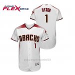 Maglia Baseball Uomo Arizona Diamondbacks Jarrod Dyson 150th Aniversario Patch Autentico Flex Base Bianco Rosso