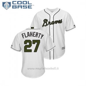 Maglia Baseball Uomo Atlanta Braves Ryan Flaherty 2018 Dia de los Caidos Cool Base Bianco