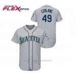 Maglia Baseball Uomo Seattle Mariners Wade Leblanc 150th Aniversario Patch Autentico Flex Base Grigio