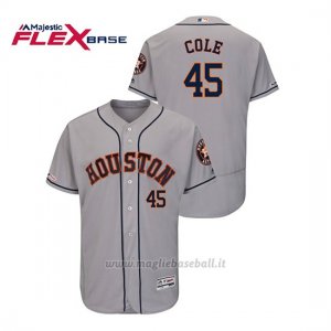 Maglia Baseball Uomo Houston Astros Gerrit Cole 150th Aniversario Patch Flex Base Grigio